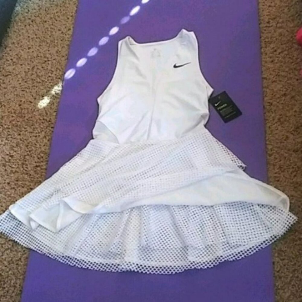 Nwt Nike STUNNING White Tennis Dress mesh skirt XS - Picture 8 of 13